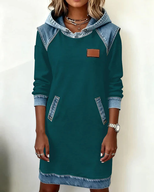 Vestido Capucha Contraste Urbano