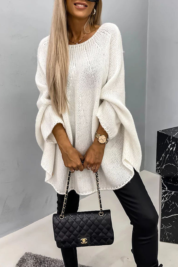 Blusa tipo poncho de punto de canalé