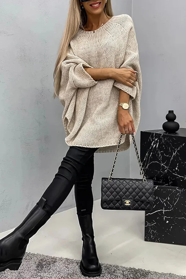 Blusa tipo poncho de punto de canalé