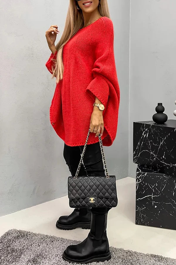 Blusa tipo poncho de punto de canalé