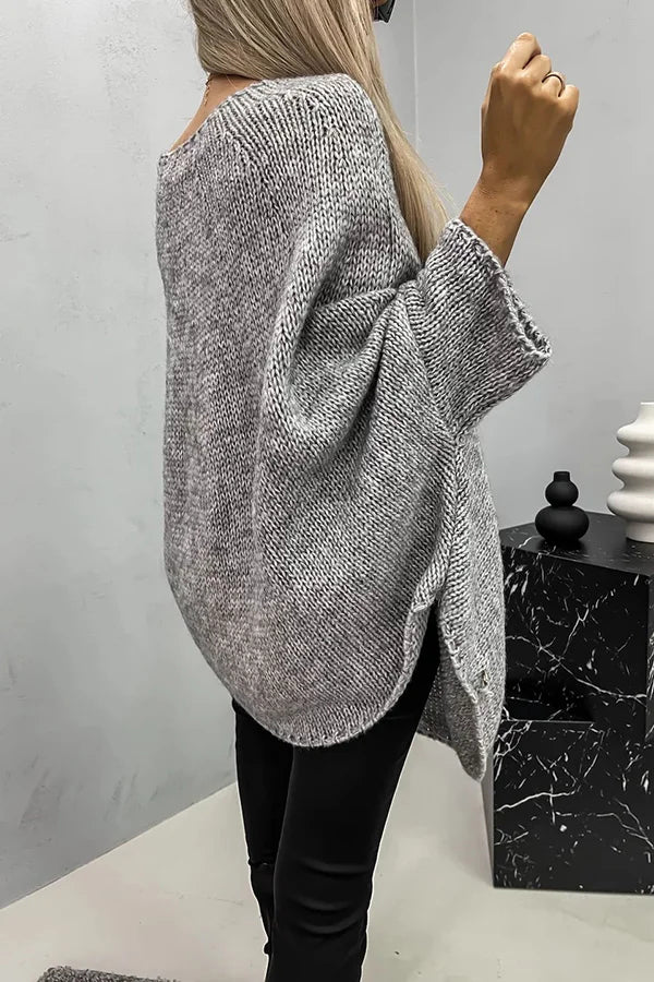 Blusa tipo poncho de punto de canalé
