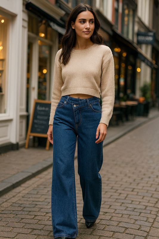 Jeans sueltos de inspiración coreana