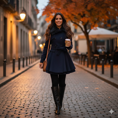 Abrigo elegante con cuello de piel sintética que te mantendrá cálida y sofisticada