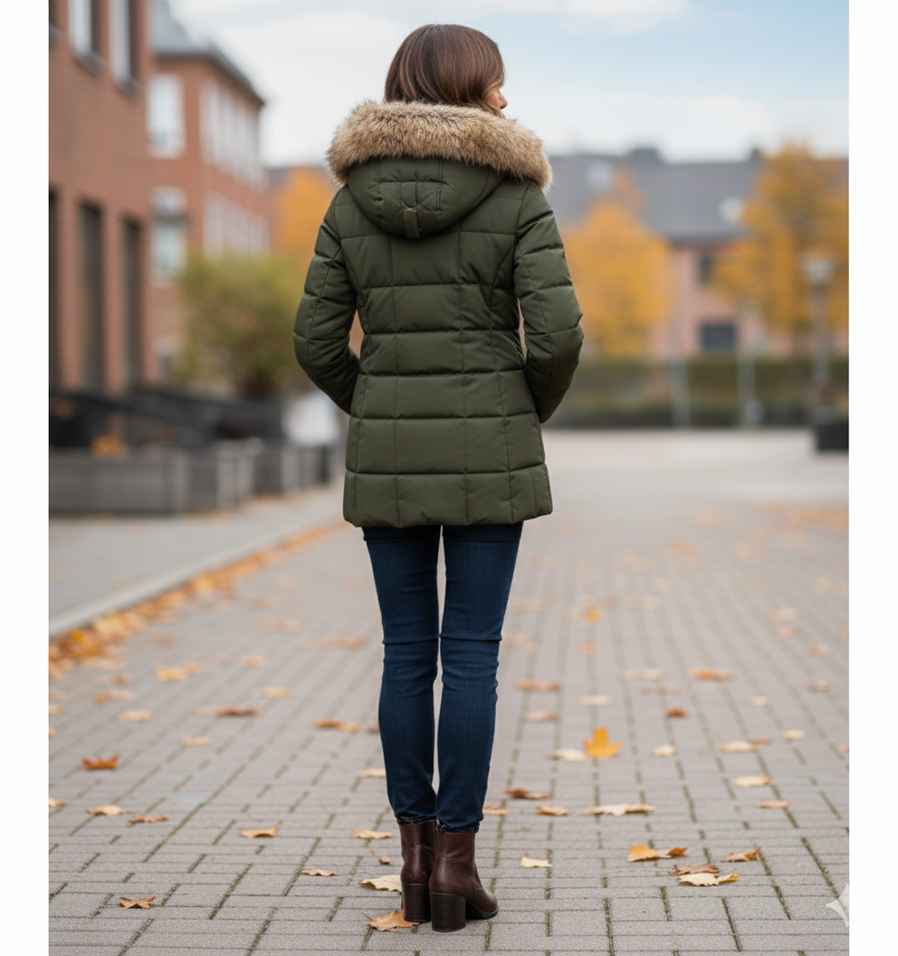 Abrigo de invierno cálido con forro de piel