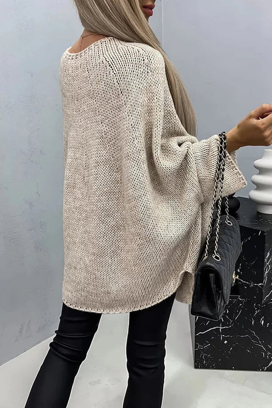 Blusa tipo poncho de punto de canalé
