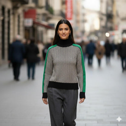 Suéter de cuello alto con rayas